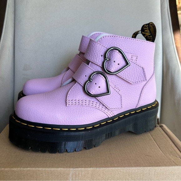 DR. MARTENS DEVON HEART LEATHER PLATFORM BOOTS - Picture 2 of 9